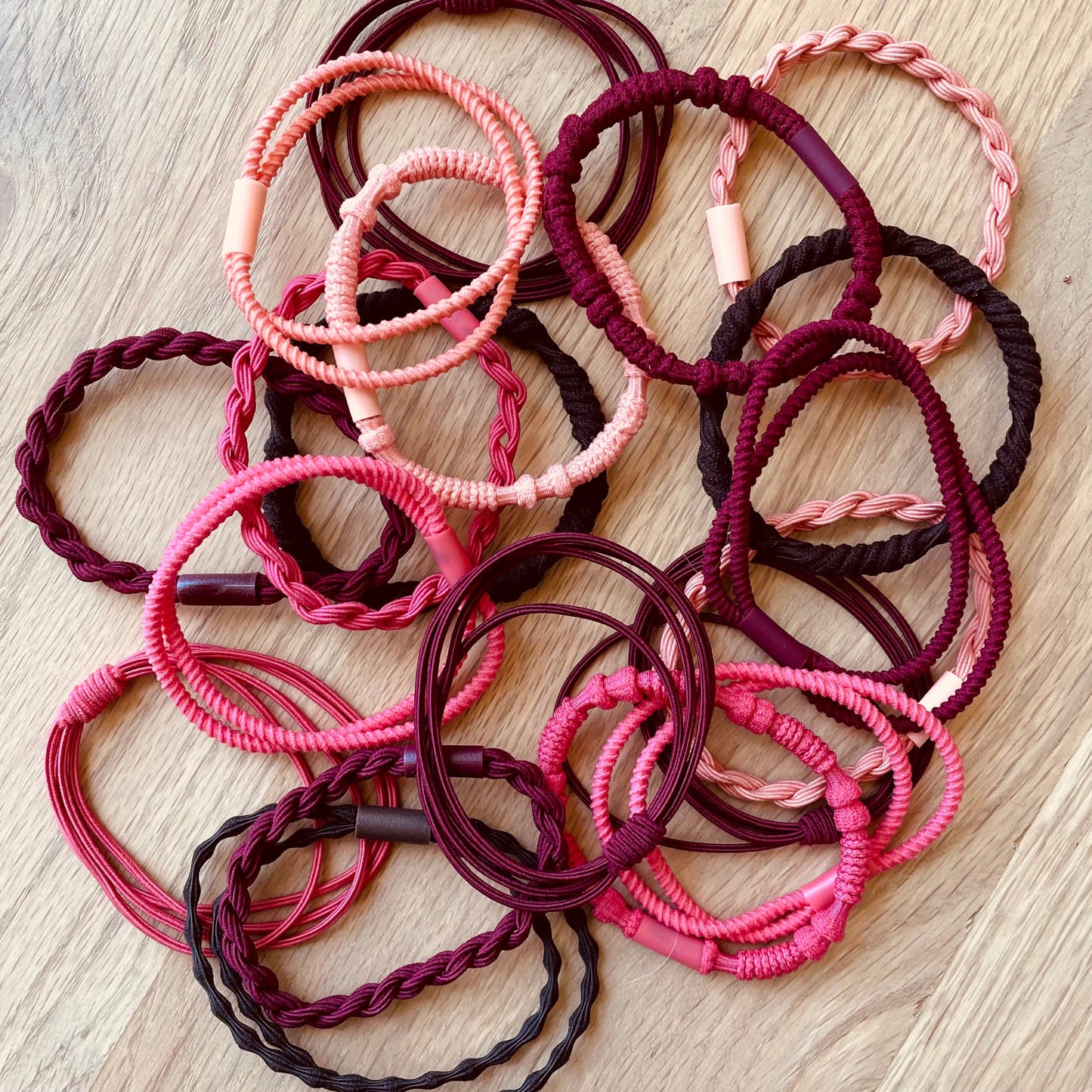 Basic Boho Hair Ties on Kraft Card | Hot Pink & Green