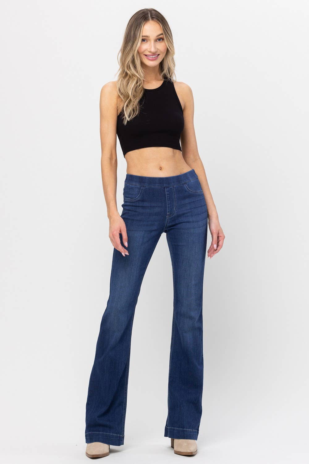 PLUS Jeans Jelly Dark Denim Pull On Flare