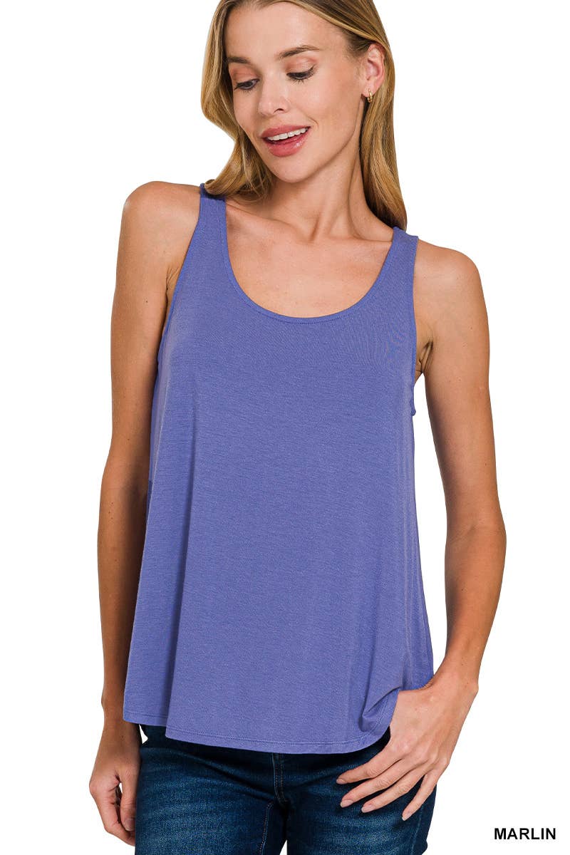 Flowy Hem Rayon Sleeveless Tank Top