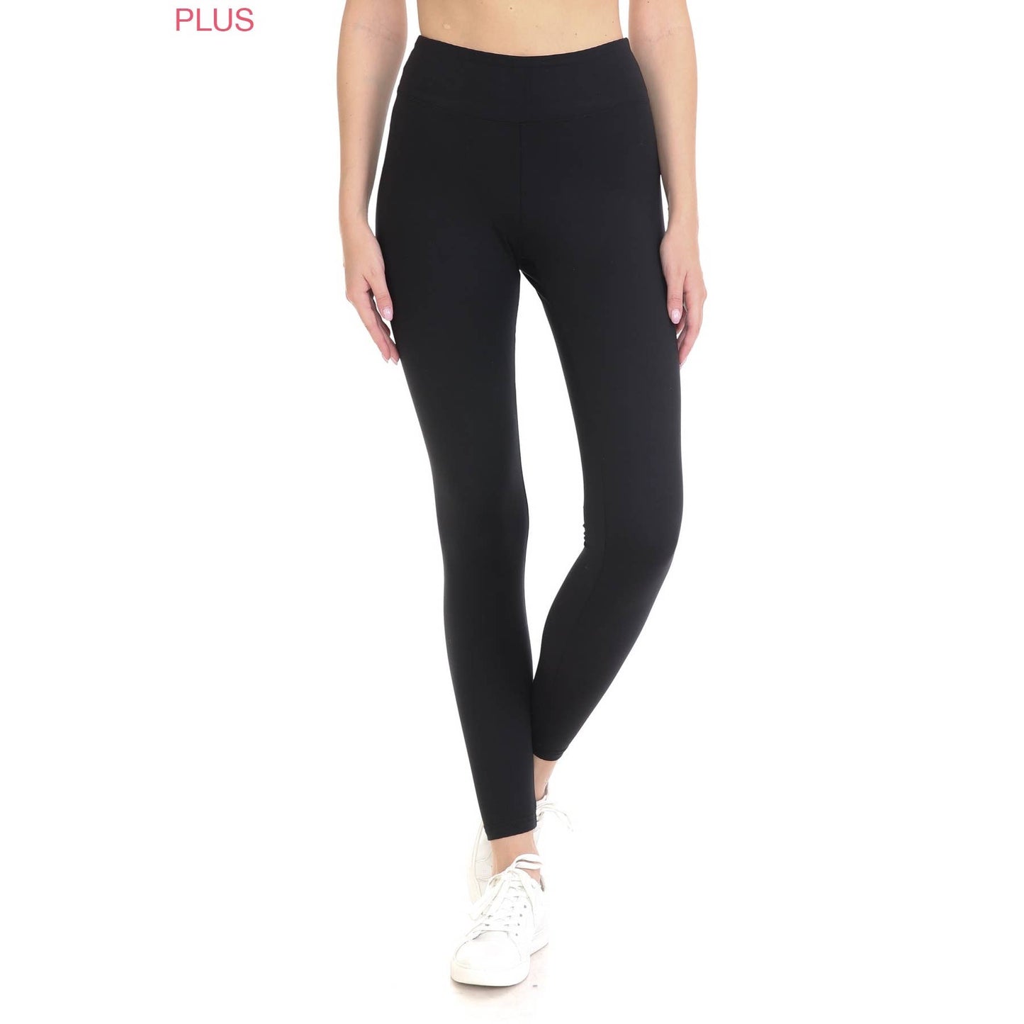 PLUS ACTIVEWEAR: Size 3" Yoga Band Premium Solid Activewear Leggings