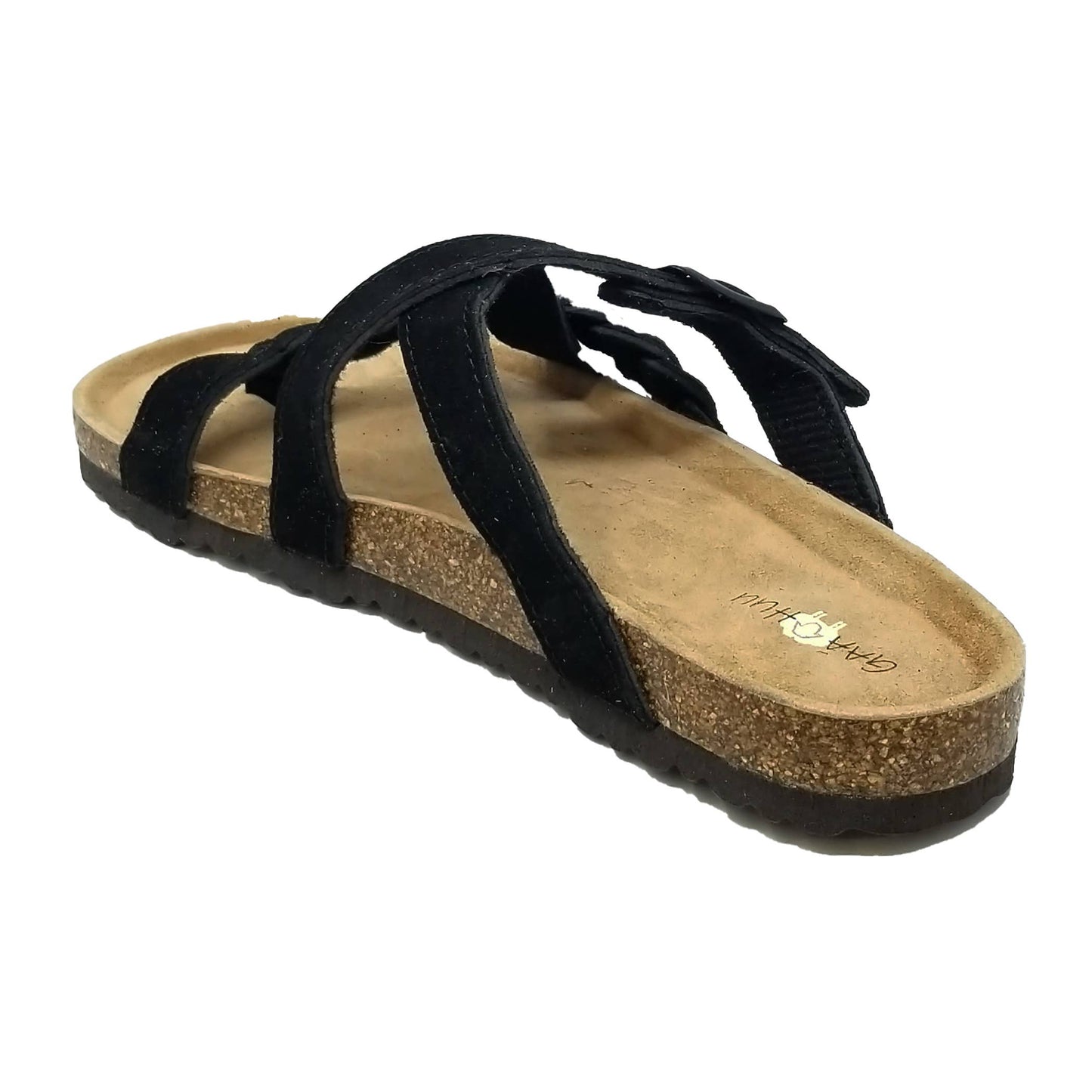 Braided Criss Cross Buckled Leather Footbed Sandal