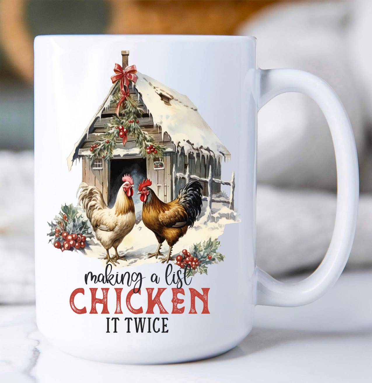 HOME: Christmas Making a List Chicken Coffee Mug