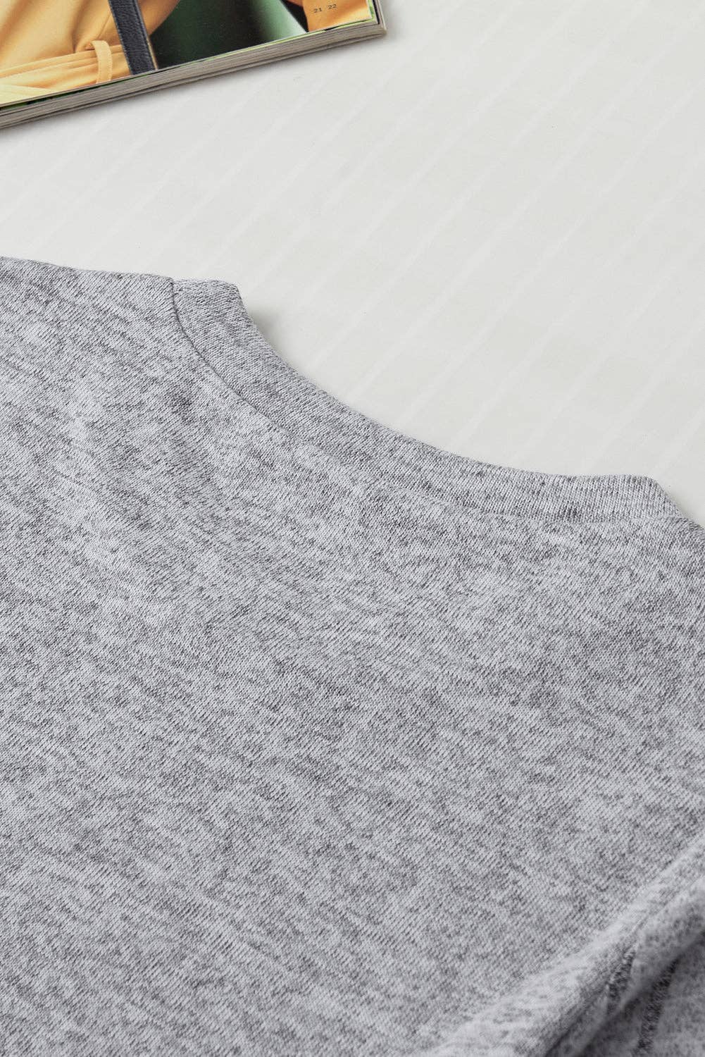 LAST CALL: Ribbed Splicing Sleeve Round Neck T-shirt