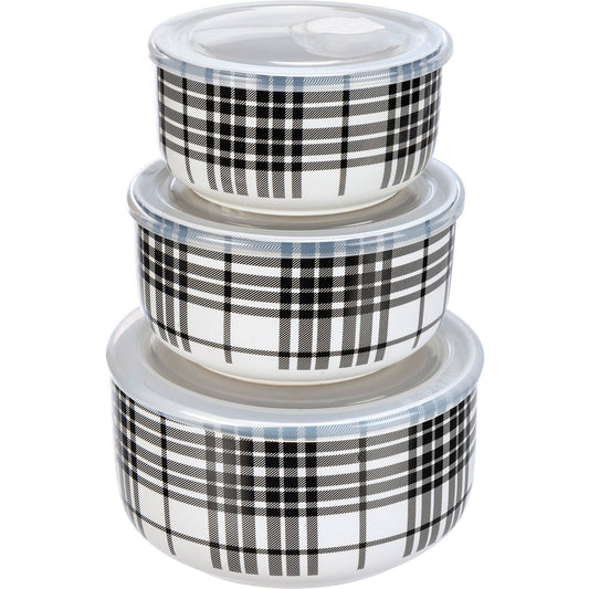 HOME: Black Plaid Server Set