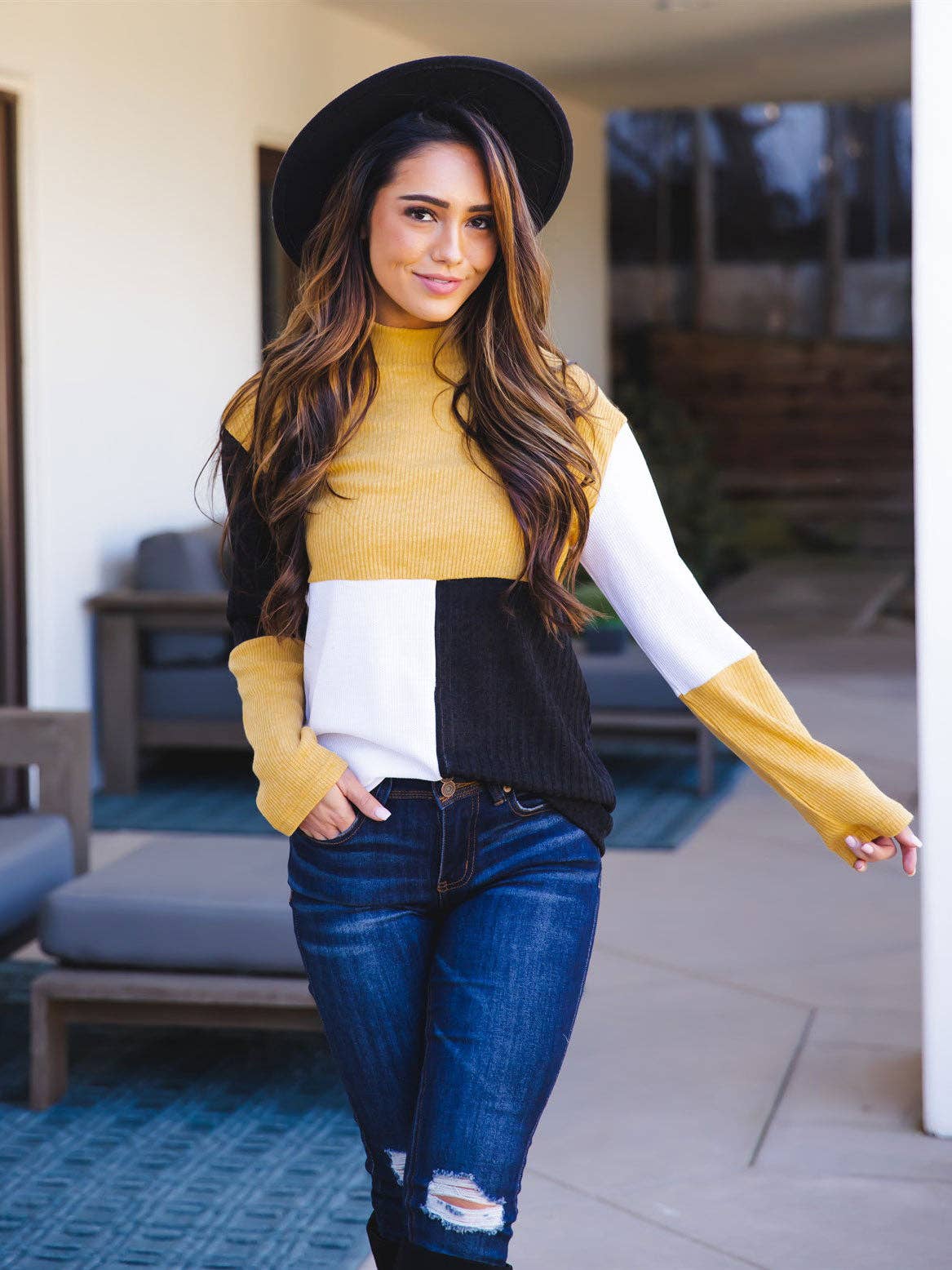 MUST HAVE TOPS: Tri-color Mockneck Emrie Top