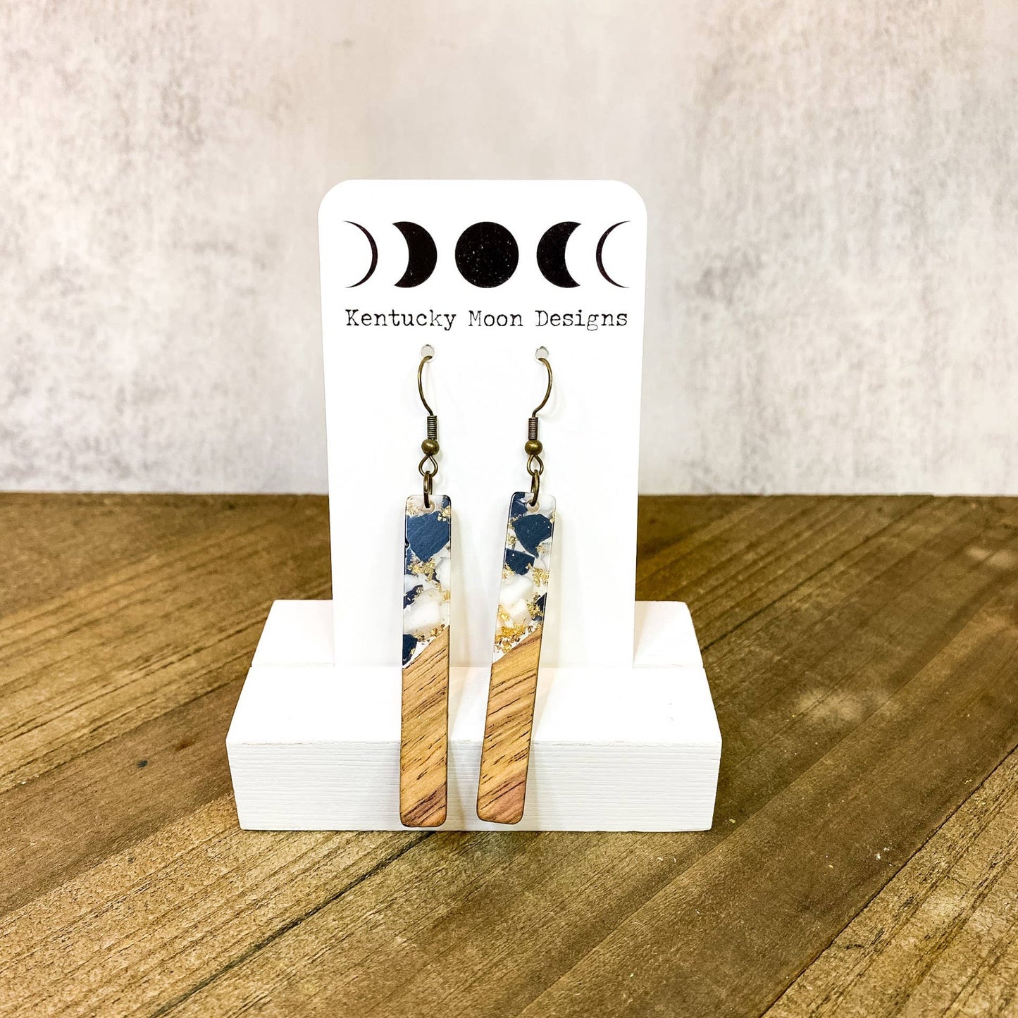 JEWELRY: Black Gold Bohemian Earrings Boho Dangle Wood Resin