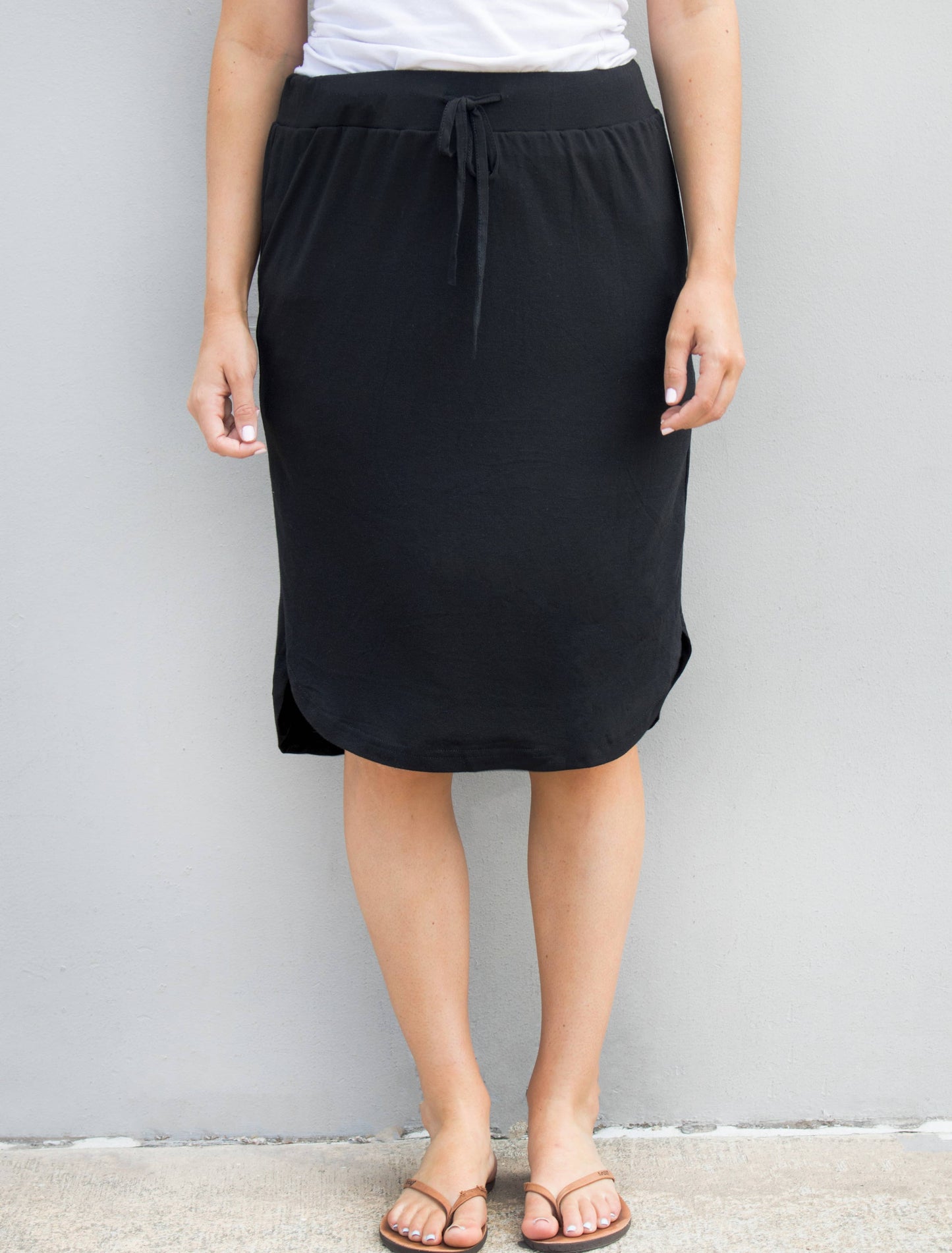 Solid Tie Waist Weekend Skirt