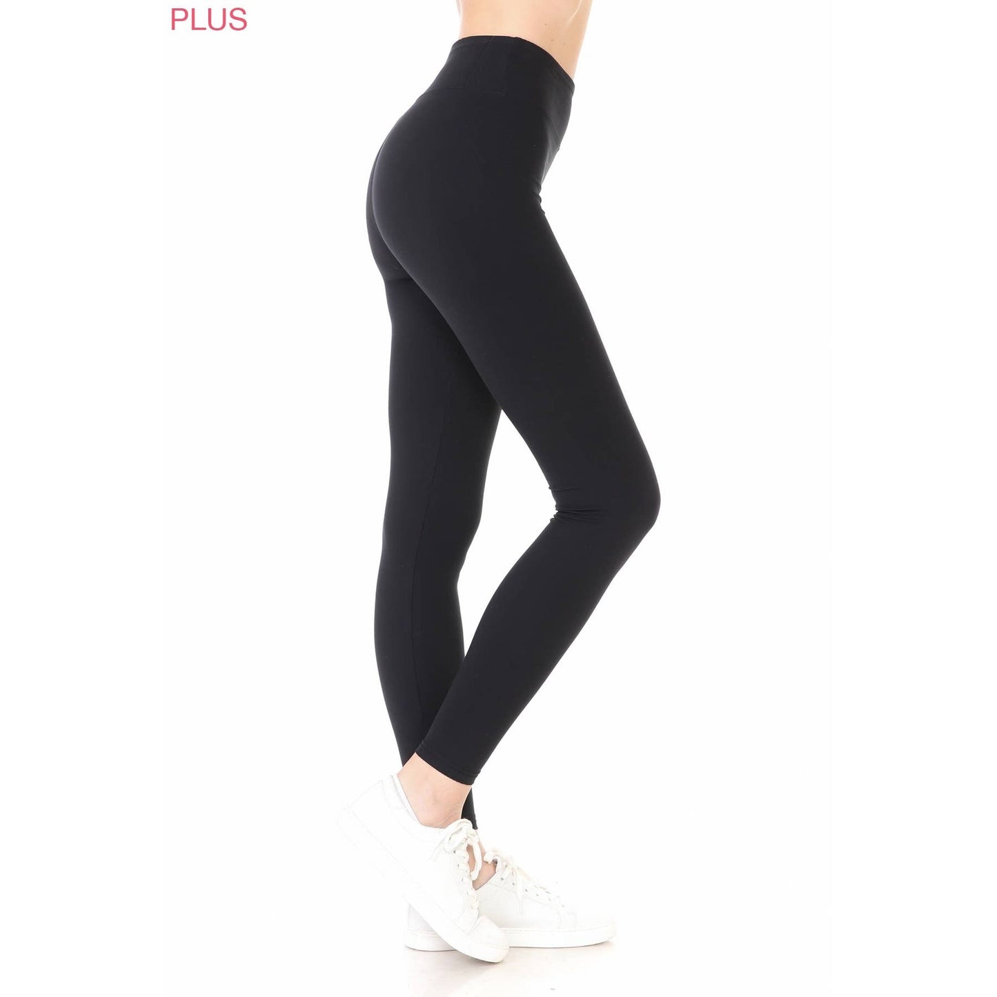 PLUS ACTIVEWEAR: Size 3" Yoga Band Premium Solid Activewear Leggings