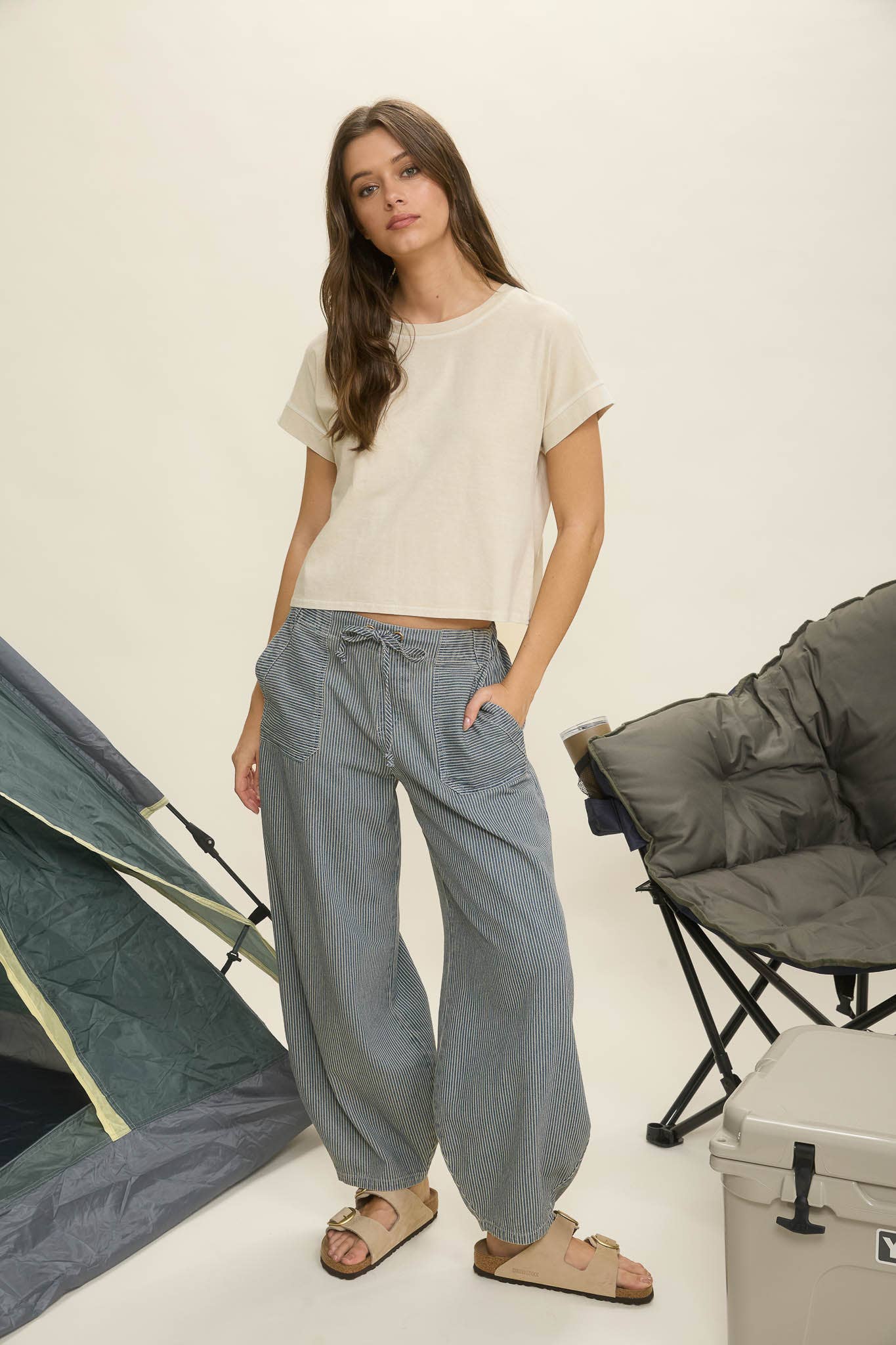 TOPS: WASHED EXTENDED SHOULDER SHORT SLEEVE KNIT TOP