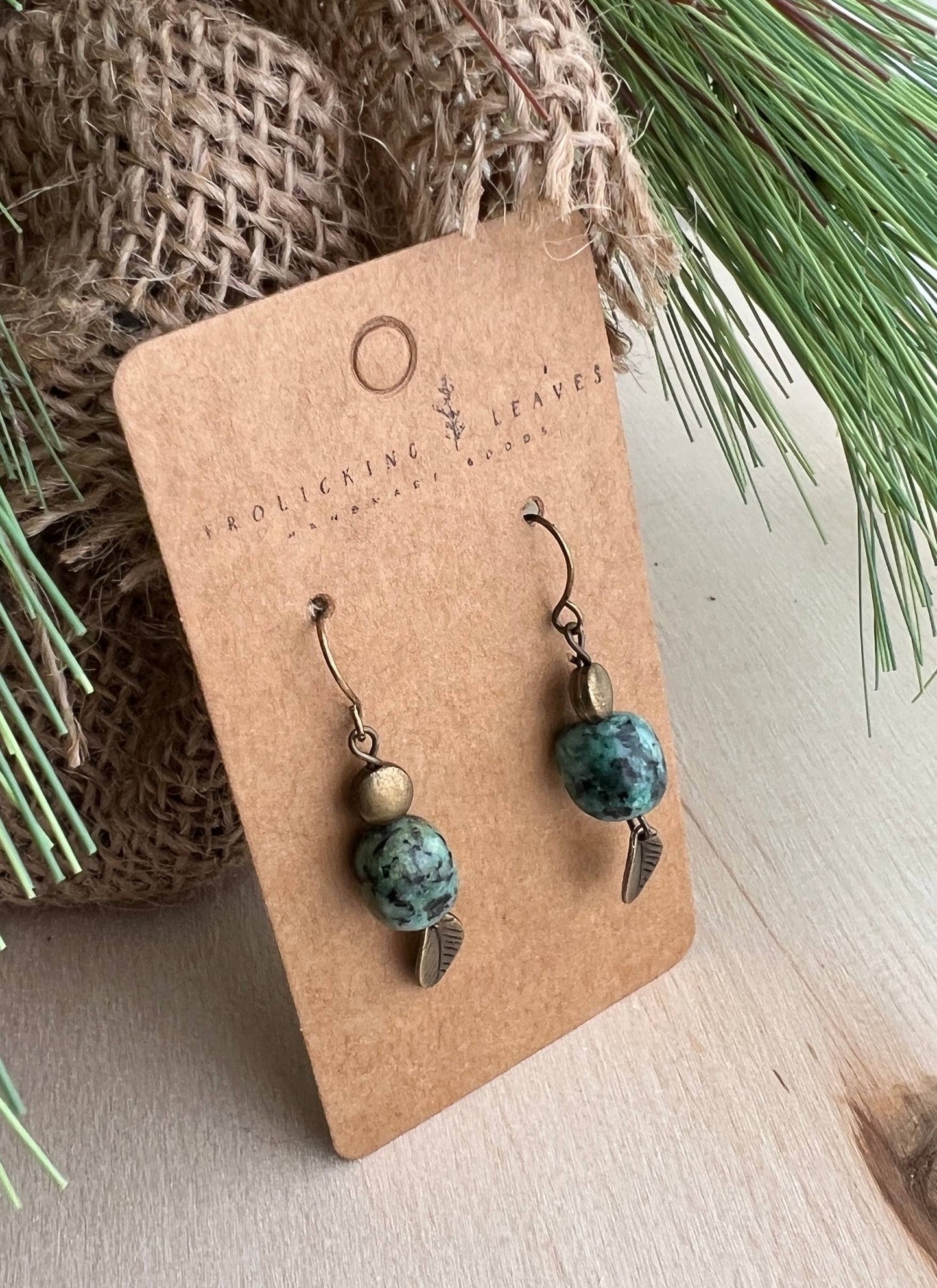 JEWELRY: African Turquoise Leaf Earrings