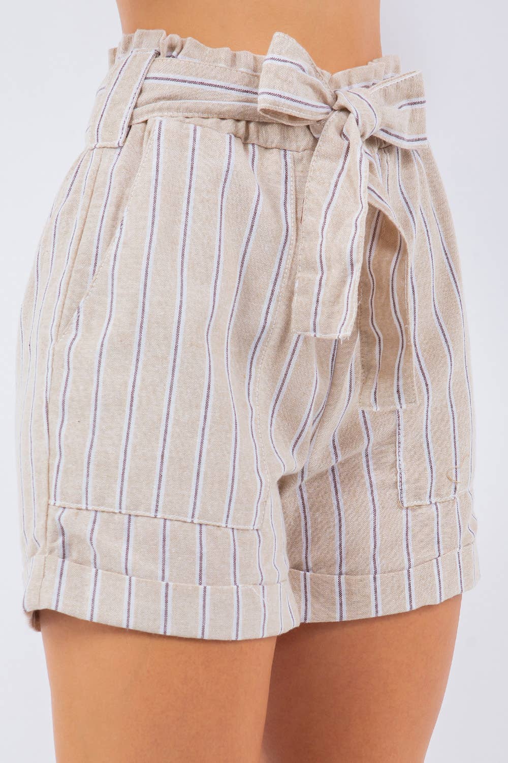BOTTOMS: Shorts High waisted linen paper bag shorts