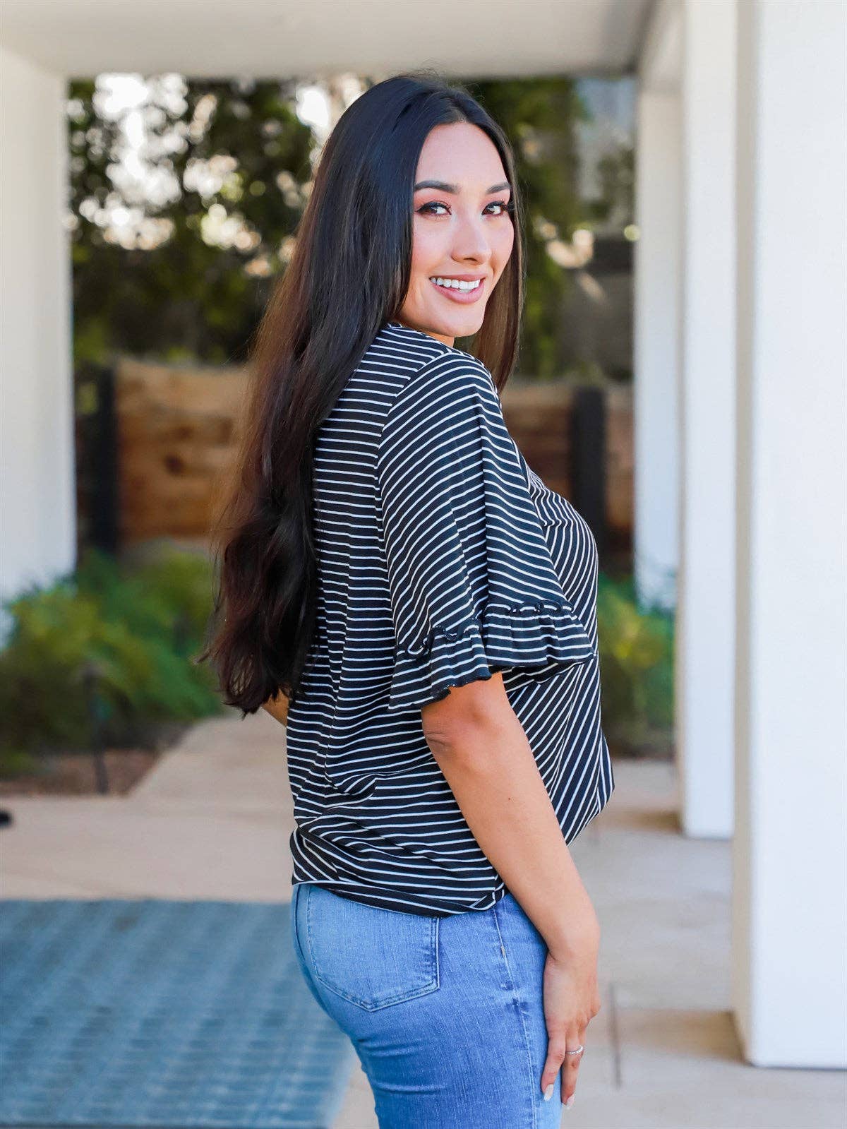 TOPS: Stripe Bell Sleeve Danika Top