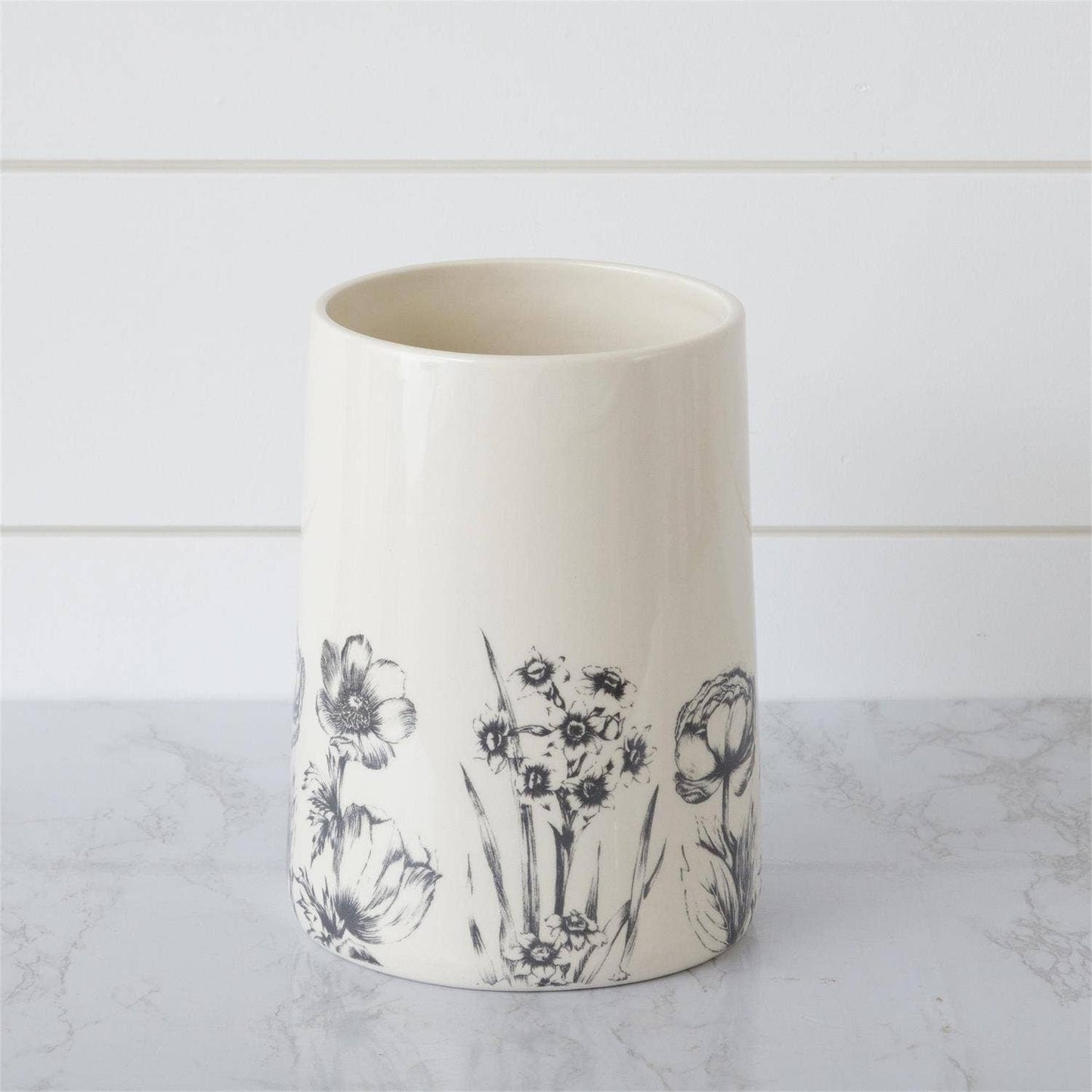 Black and White Botanical Utensil Crock (PC)