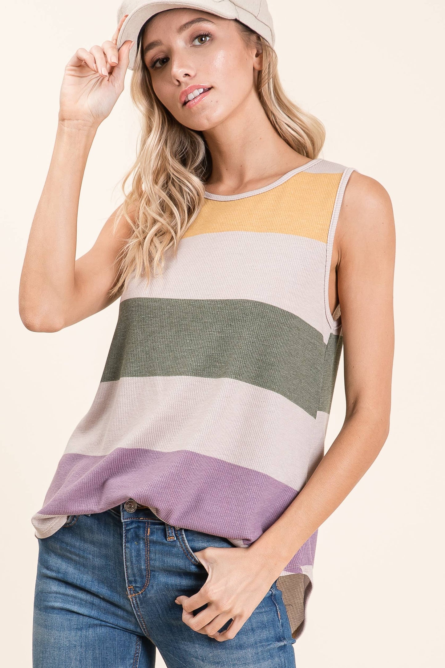 TOPS: BOLD STRIPED SLEEVELESS TOP