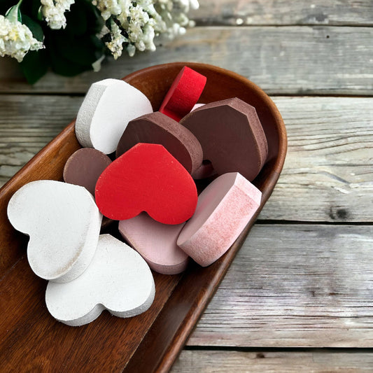 HOME: Sign Primitive/Rustic MINI Wood Valentine’s Day Hearts - set of 3