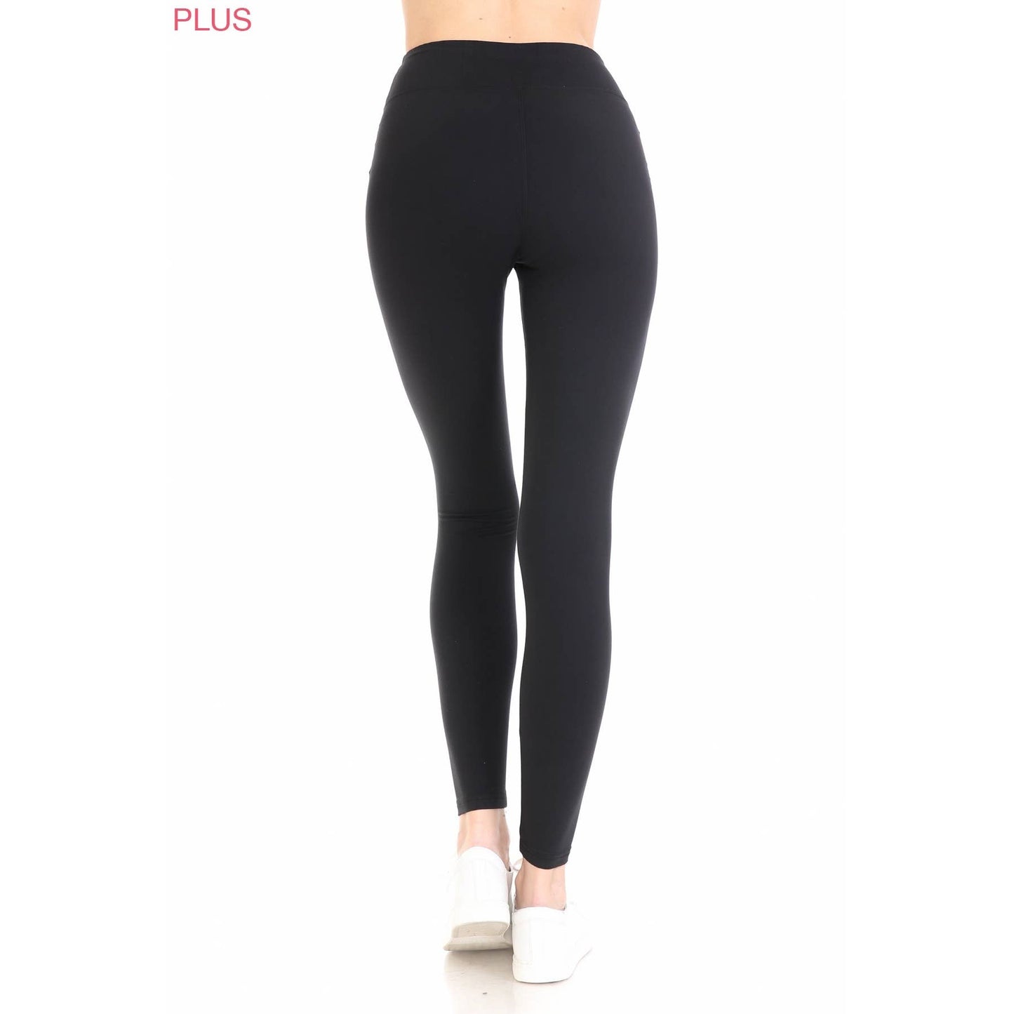 PLUS ACTIVEWEAR: Size 3" Yoga Band Premium Solid Activewear Leggings