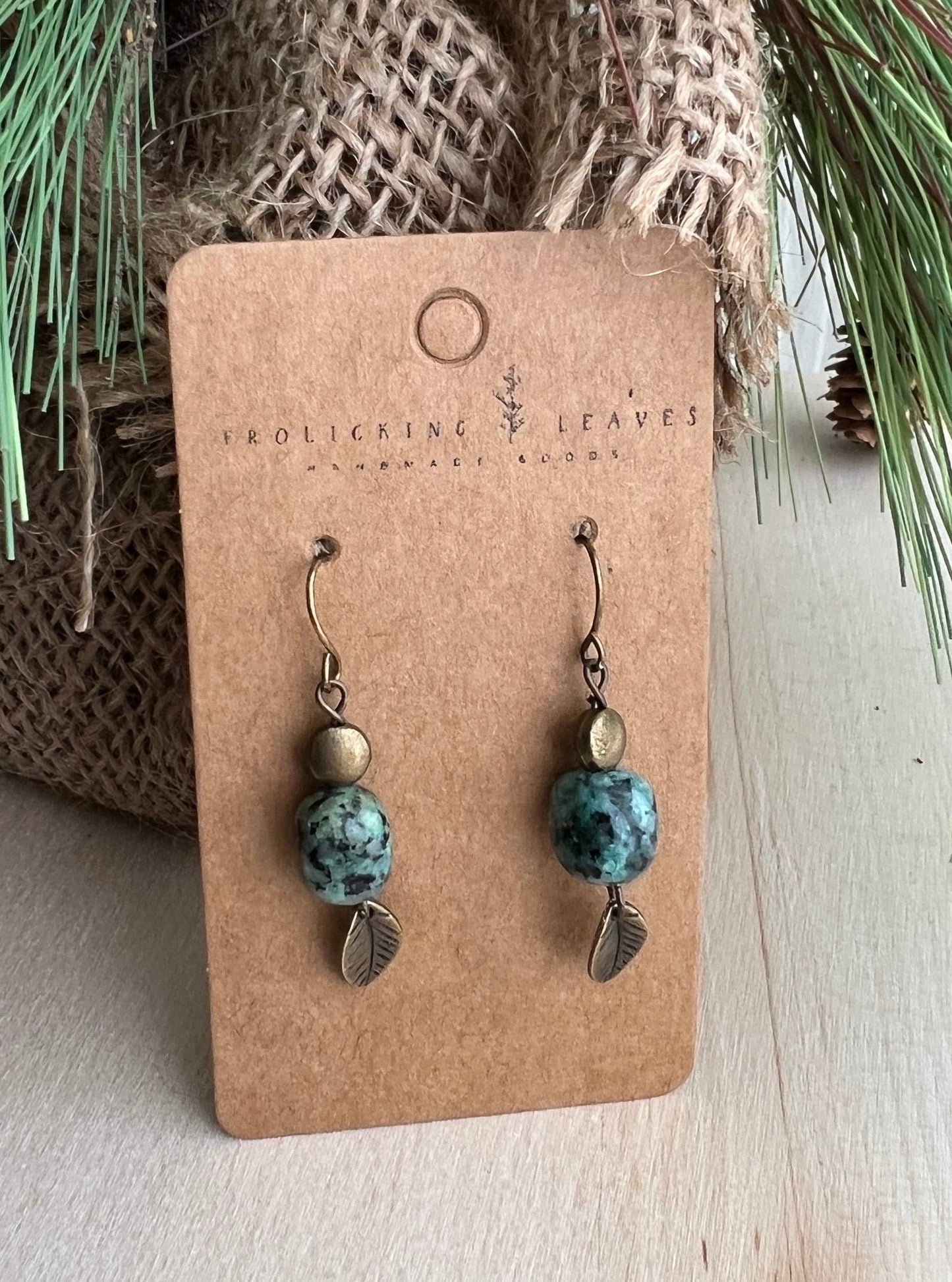 JEWELRY: African Turquoise Leaf Earrings