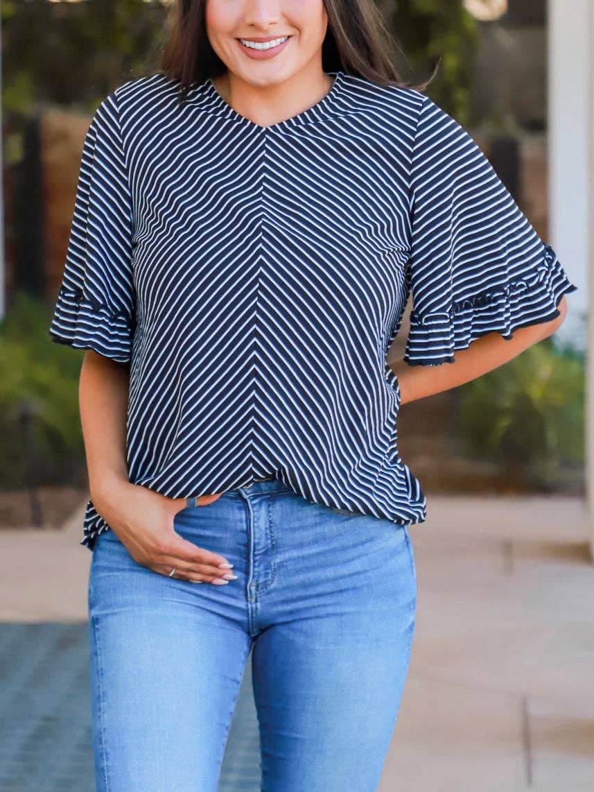 TOPS: Stripe Bell Sleeve Danika Top