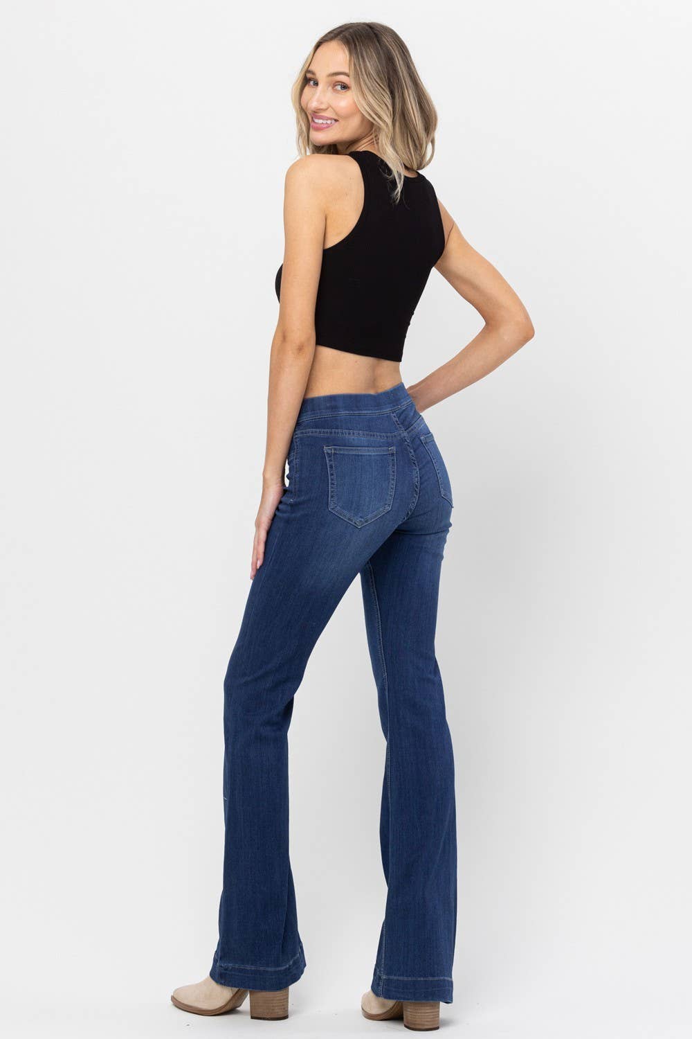 PLUS Jeans Jelly Dark Denim Pull On Flare