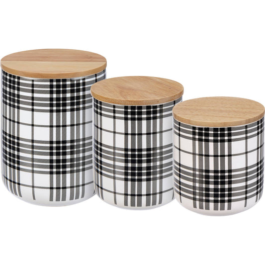 HOME: Black Plaid Canister Set