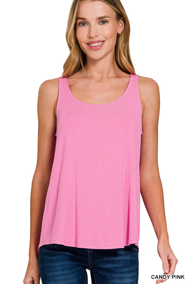 Flowy Hem Rayon Sleeveless Tank Top