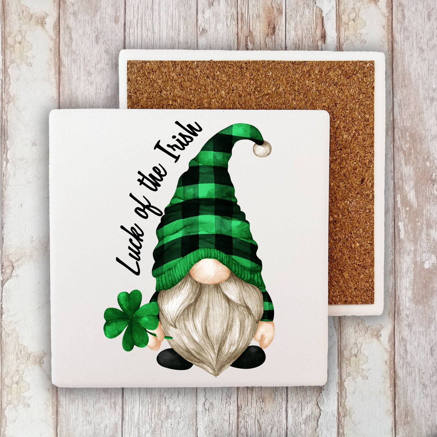 HOME: St Patricks Day Coaster Gnome Lucky  Stone Coaster