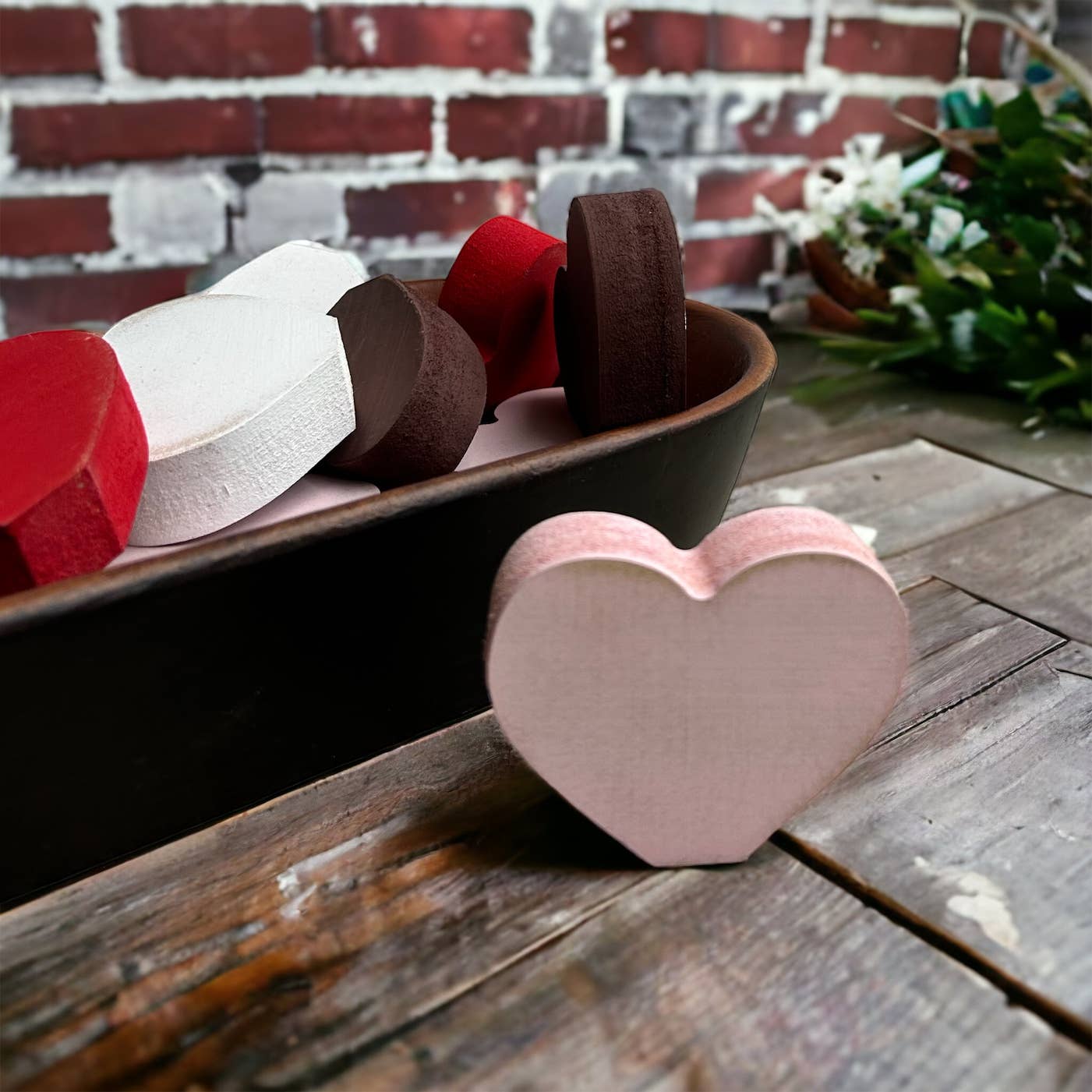 HOME: Sign Primitive/Rustic MINI Wood Valentine’s Day Hearts - set of 3