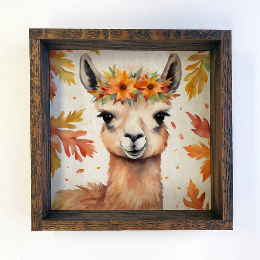 HOME: Fall Farm Animals Llama - Cute Animal Canvas Art