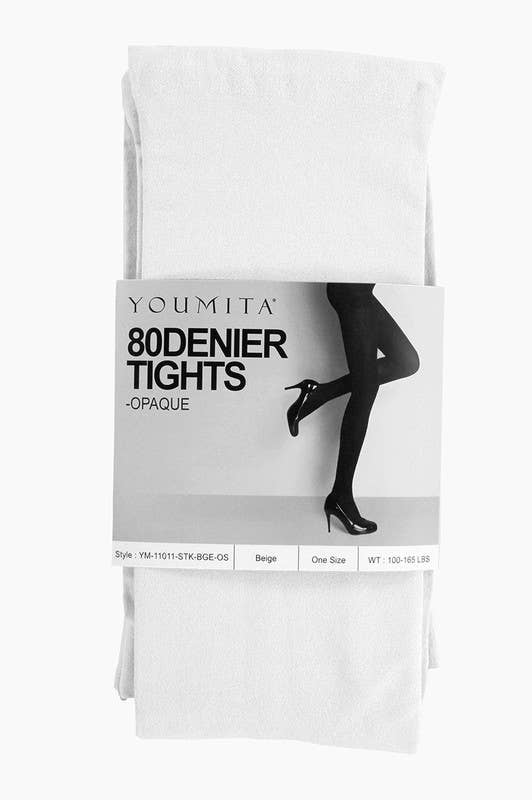 BASICS: Non-run Opaque Tights with Non-binding Waistband-YM-ST-11011