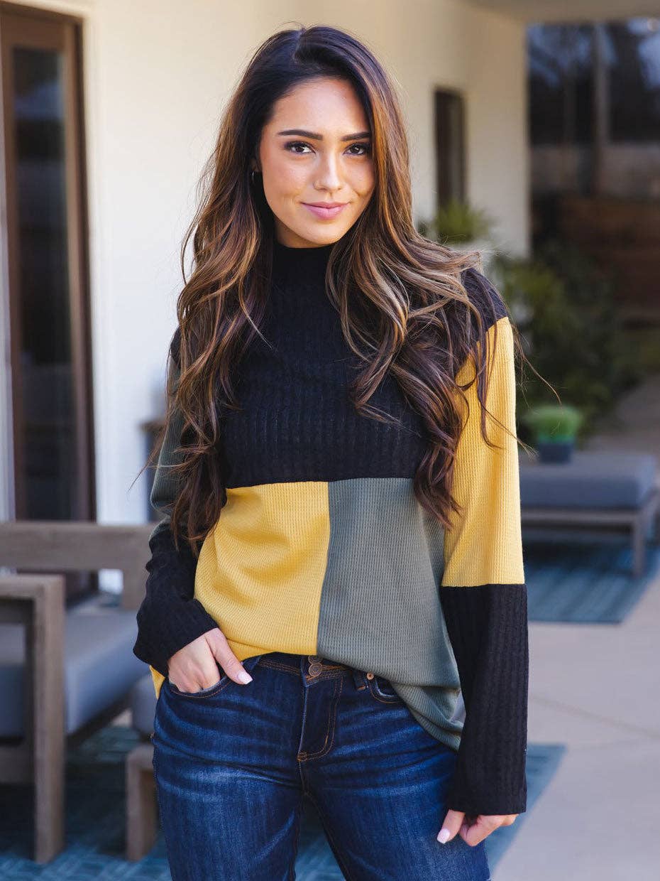 MUST HAVE TOPS: Tri-color Mockneck Emrie Top