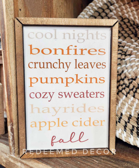 HOME: Fall Subway Style Framed Canvas Mini Art