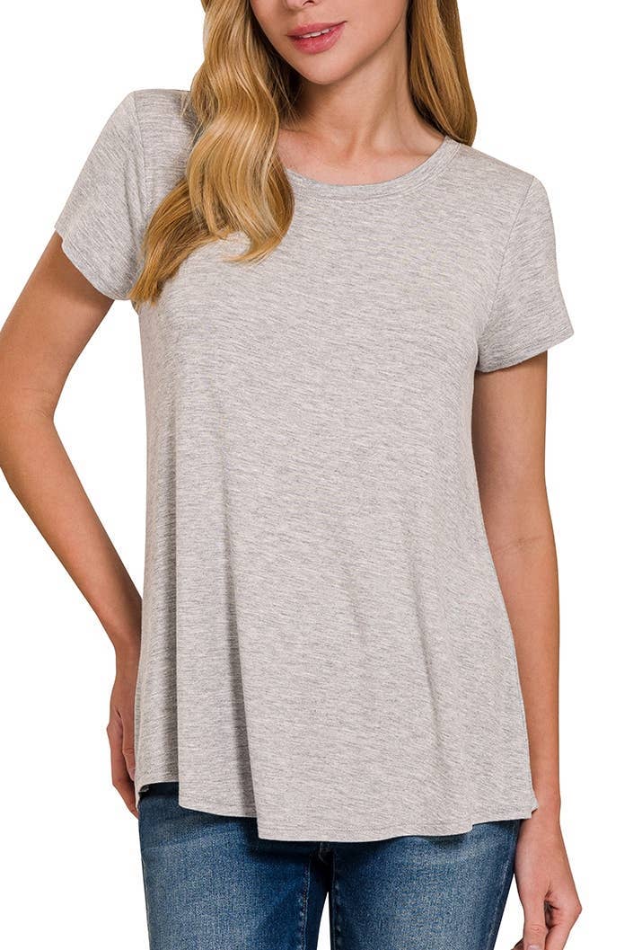 ALL TOPS: Flowy Round Hem Rayon Short Sleeve Top