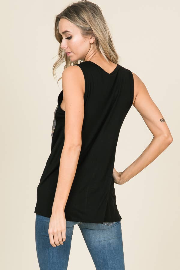 TOPS: Camouflage Chest Pocket Sleeveless Top