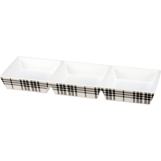 HOME: Black Plaid Tidbit Tray