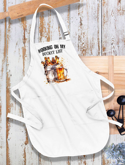 HOME: Working on Bucket List Beer Funny Kitchen Cotton Apron
