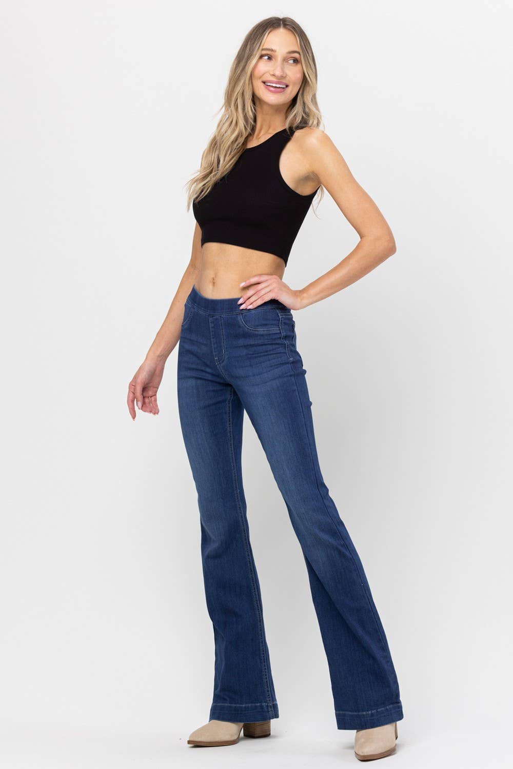 PLUS Jeans Jelly Dark Denim Pull On Flare