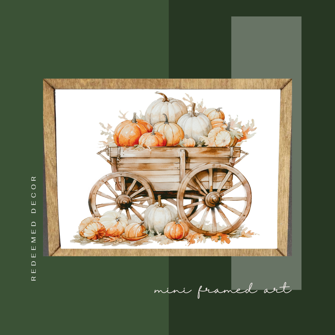 HOME GOODS: Rust Fall Wagon Framed Canvas Mini Art
