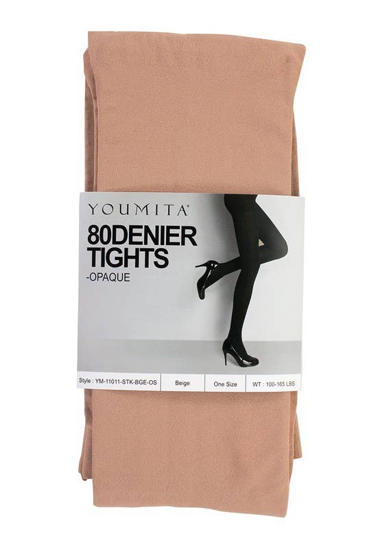 BASICS: Non-run Opaque Tights with Non-binding Waistband-YM-ST-11011