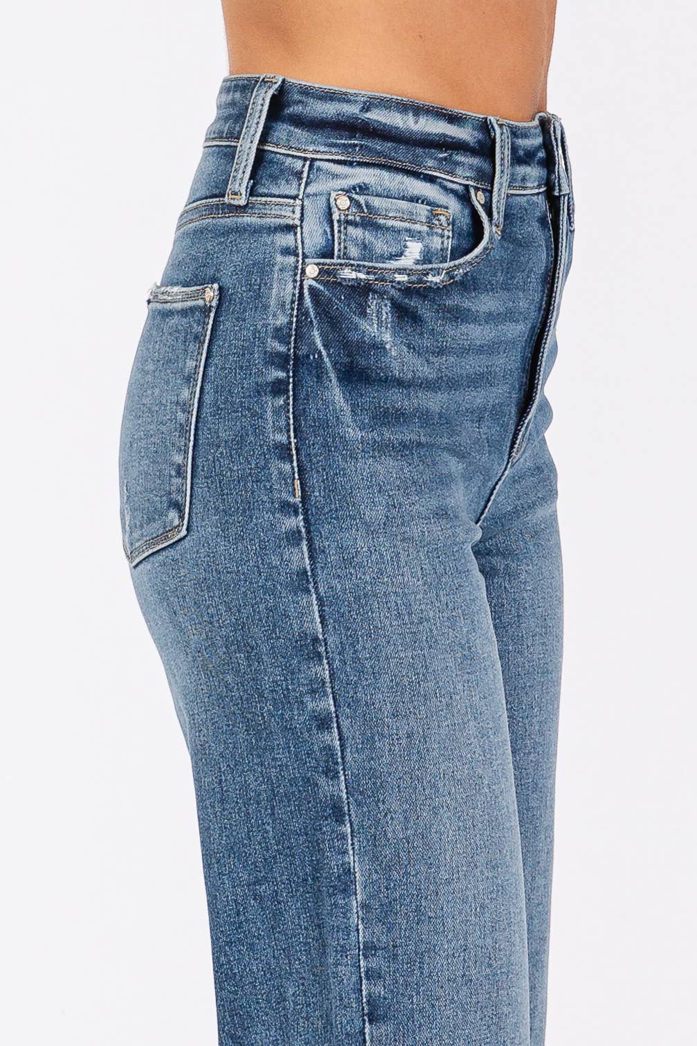HIGH RISE STRETCH RELAXED STRAIGHT W/ CUFFED HEM