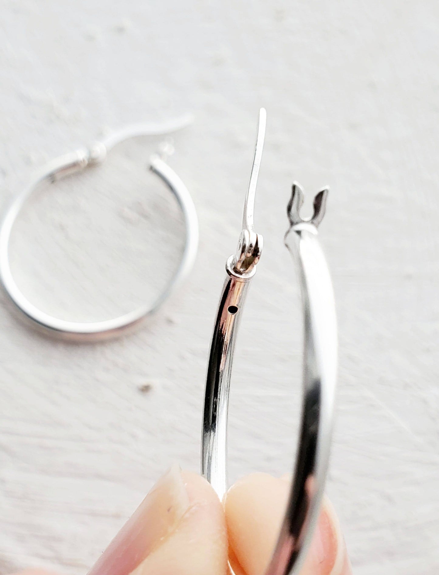 Silver Tube Hoops Earrings (25mm) - Medium