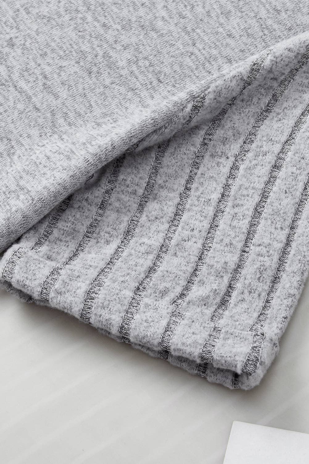 LAST CALL: Ribbed Splicing Sleeve Round Neck T-shirt