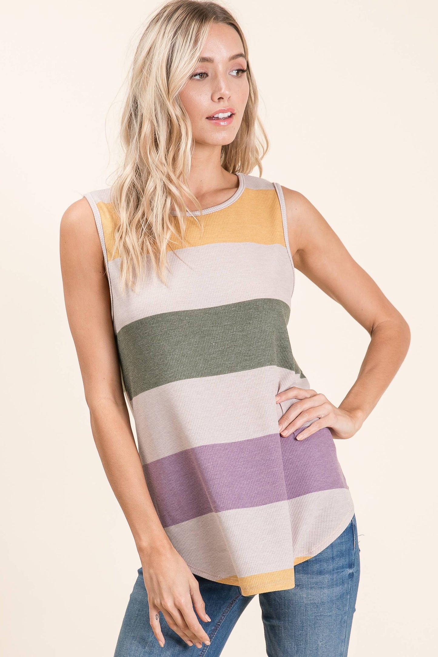 TOPS: BOLD STRIPED SLEEVELESS TOP