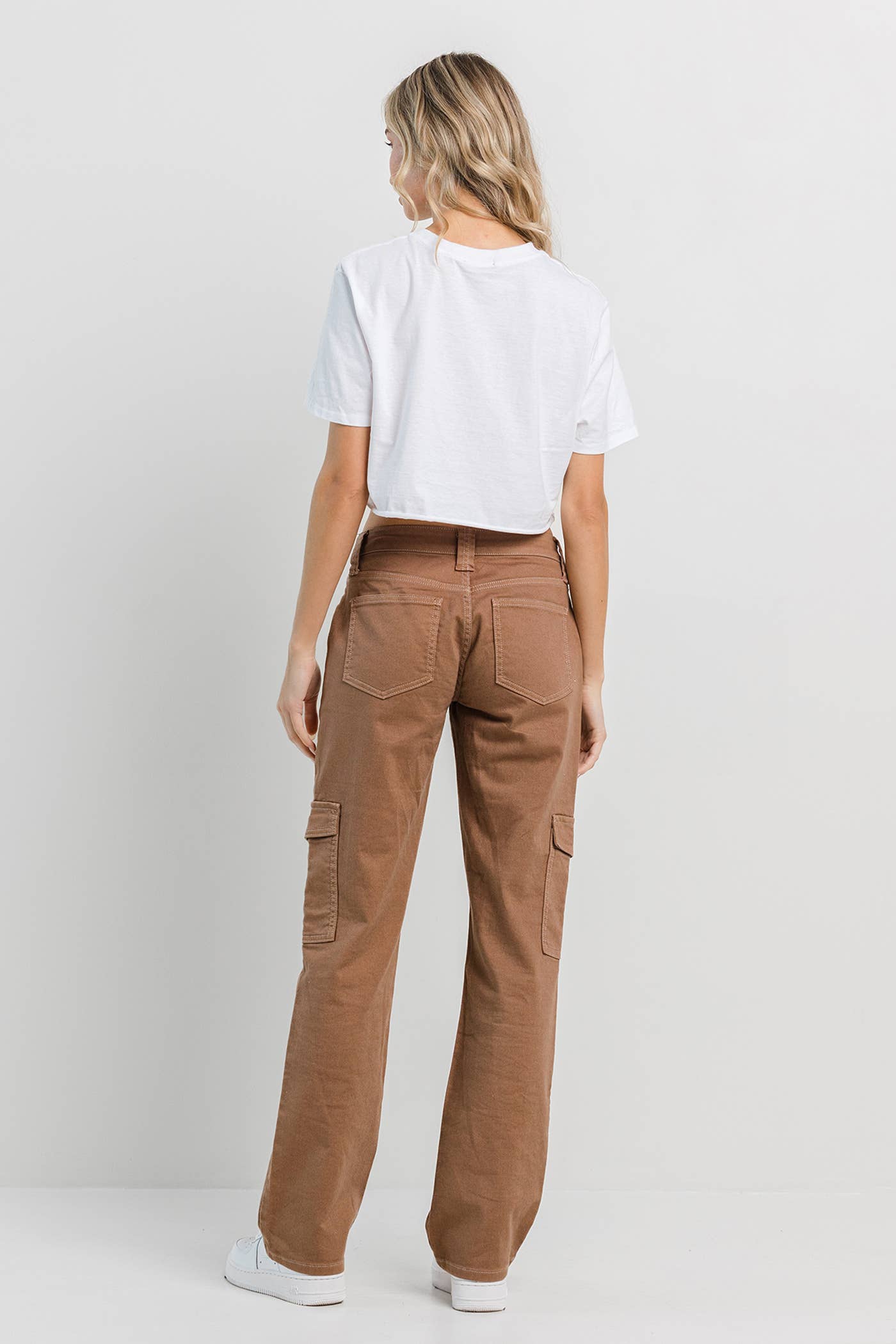 BOTTOMS: Taupe Straight Cargo Pants