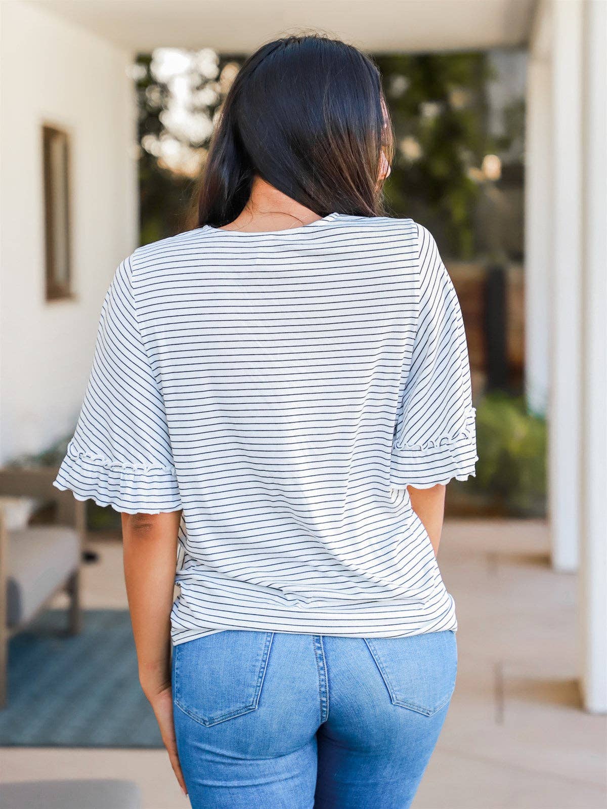 TOPS: Stripe Bell Sleeve Danika Top