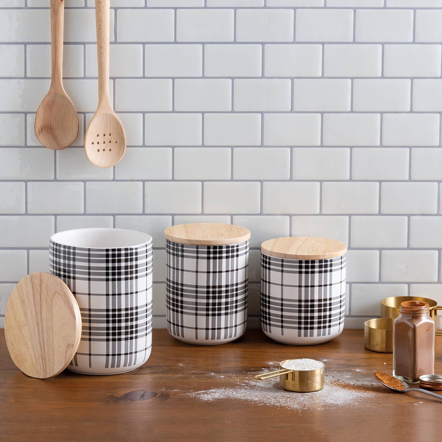 Black Plaid Canister Set