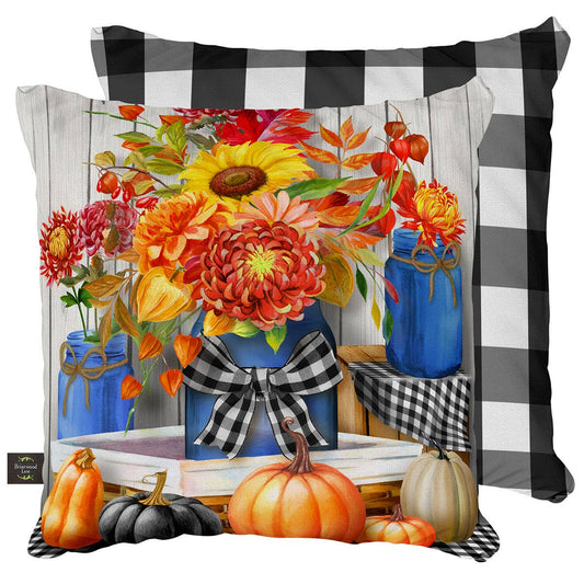 HOME: Fall Autumn Mason Jars Pillow