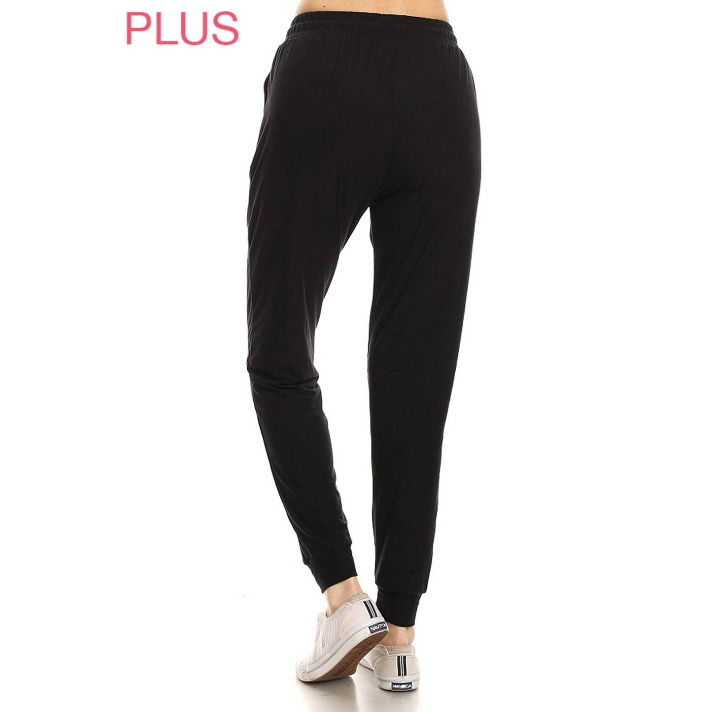 PLUS ACTIVEWEAR: Plus Size Buttery Soft Solid Joggers with Drawstring