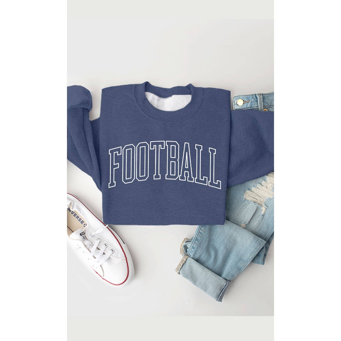 SWEATSHIRT: Retro Football Graphic Fleece Sweatshirt
