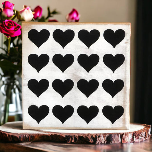 HOME: Sign Hearts Rustic Farmhouse Wood Sign