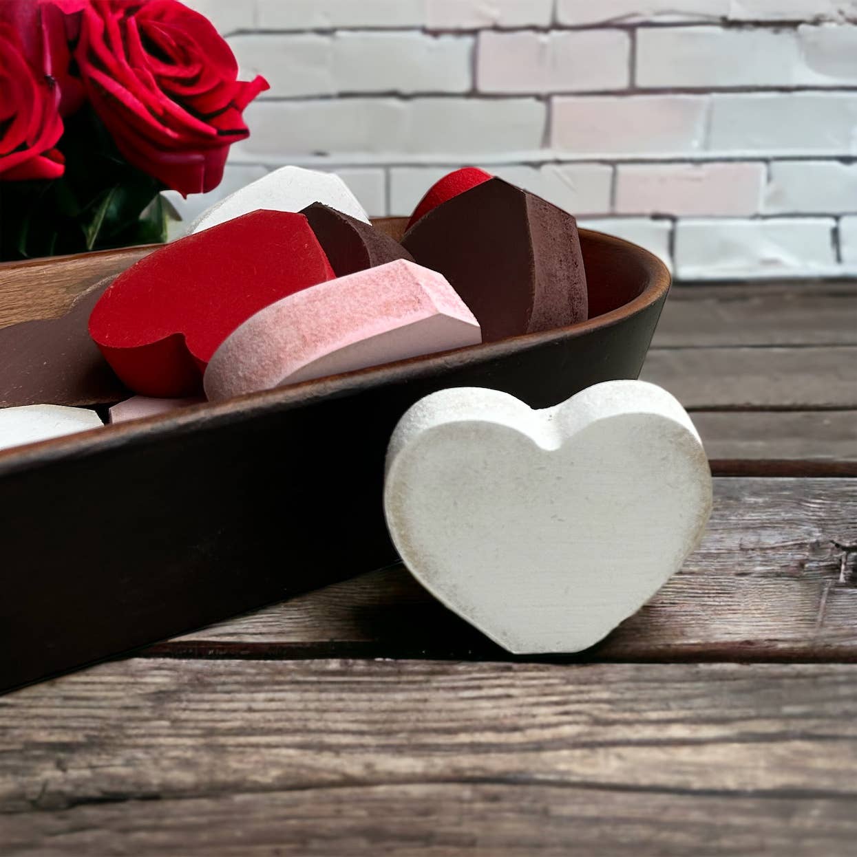 HOME: Sign Primitive/Rustic MINI Wood Valentine’s Day Hearts - set of 3